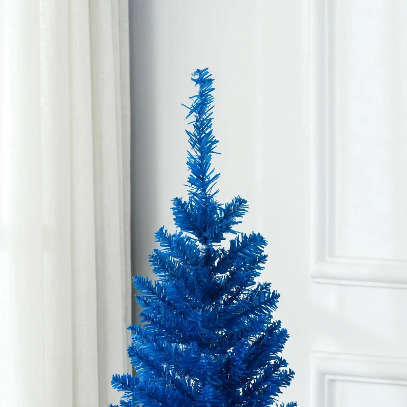 HOMCOM 5FT Decorated Christmas Tree, Pencil Christmas Tree with 294 Realistic Branch Tips and Plastic Stand, Blue