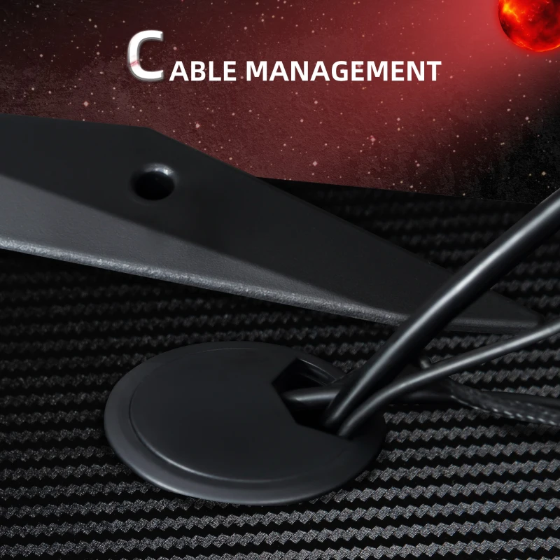 HOMCOM 48 Inch Gaming Desk with Large Tabletop, Racing Computer Desk with Cup Holder and Headphone Hook, Black / Red