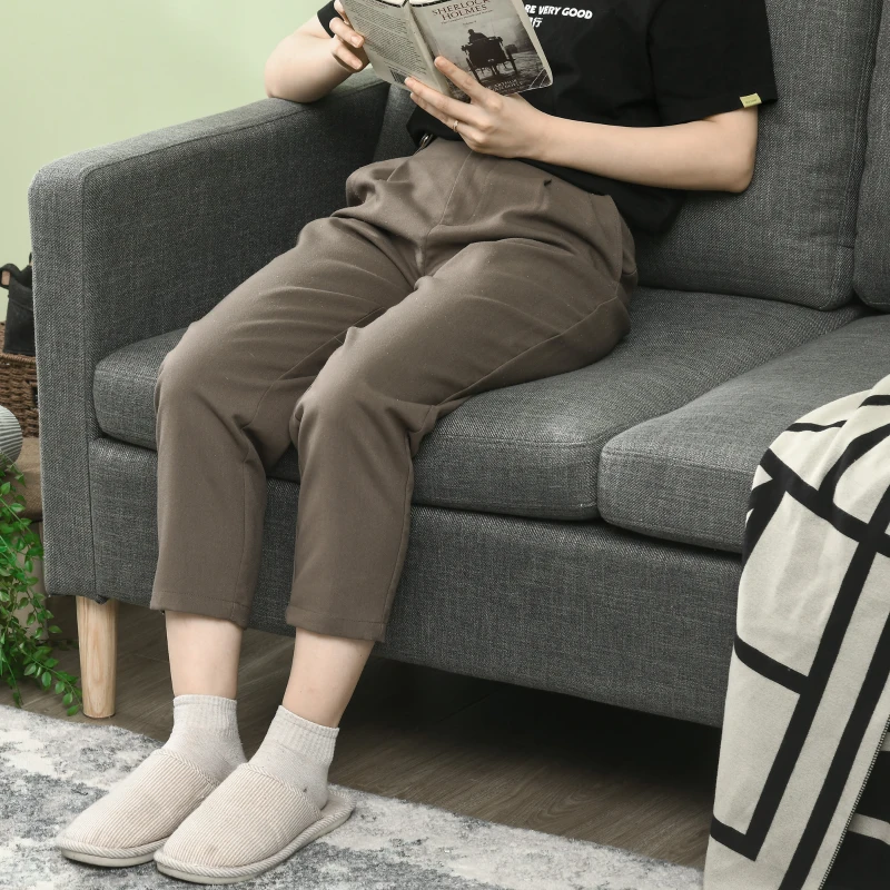 HOMCOM 56" 2 Seat Sofa, Modern Love Seats Furniture, Upholstered 2 Seater Couch with Side Pockets, Solid Steel Frame, Grey