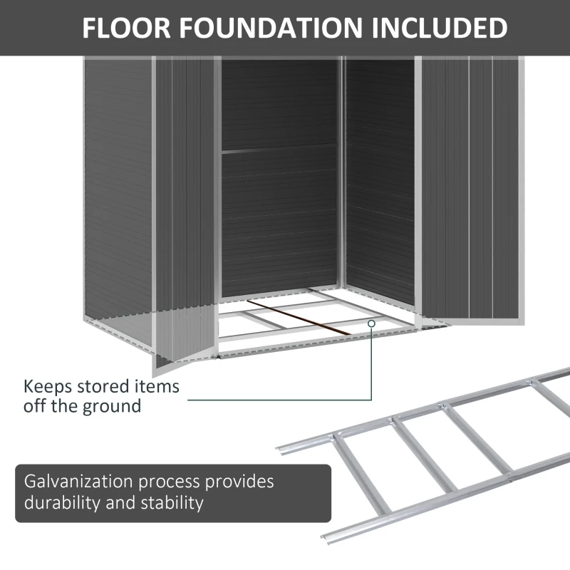 Outsunny 6' x 4' Outdoor PVC Storage Shed, Garden Tool House Weather Resistant with Lock, Foundation and 2 Air Vents for Backyard, Patio, Lawn