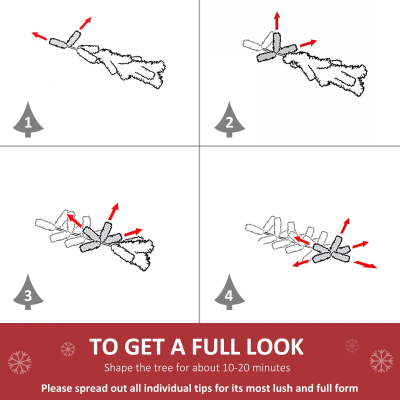 HOMCOM 6FT Decorated Christmas Tree, Pencil Christmas Tree with 390 Realistic Branch Tips and Plastic Stand, Red