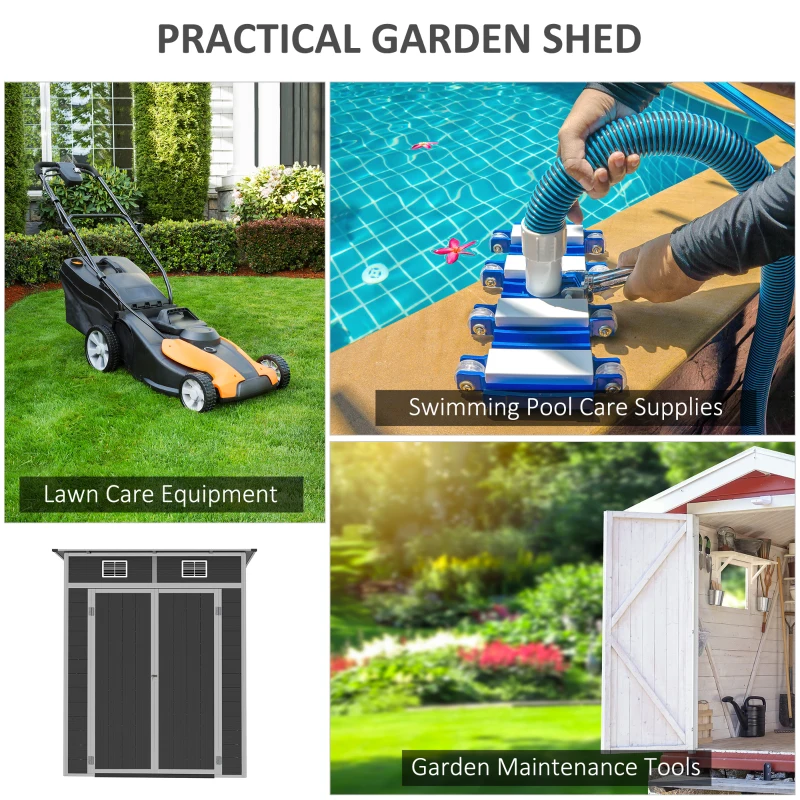 Outsunny 6' x 4' Outdoor PVC Storage Shed, Garden Tool House Weather Resistant with Lock, Foundation and 2 Air Vents for Backyard, Patio, Lawn
