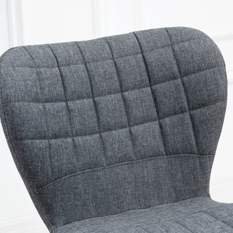 HOMCOM Bar Stools Set of 2, Adjustable Height Swivel Bar Chairs, Linen-feel Fabric Upholstered Kitchen Counter Stools with Wide Seat, Back and Footrest, Grey