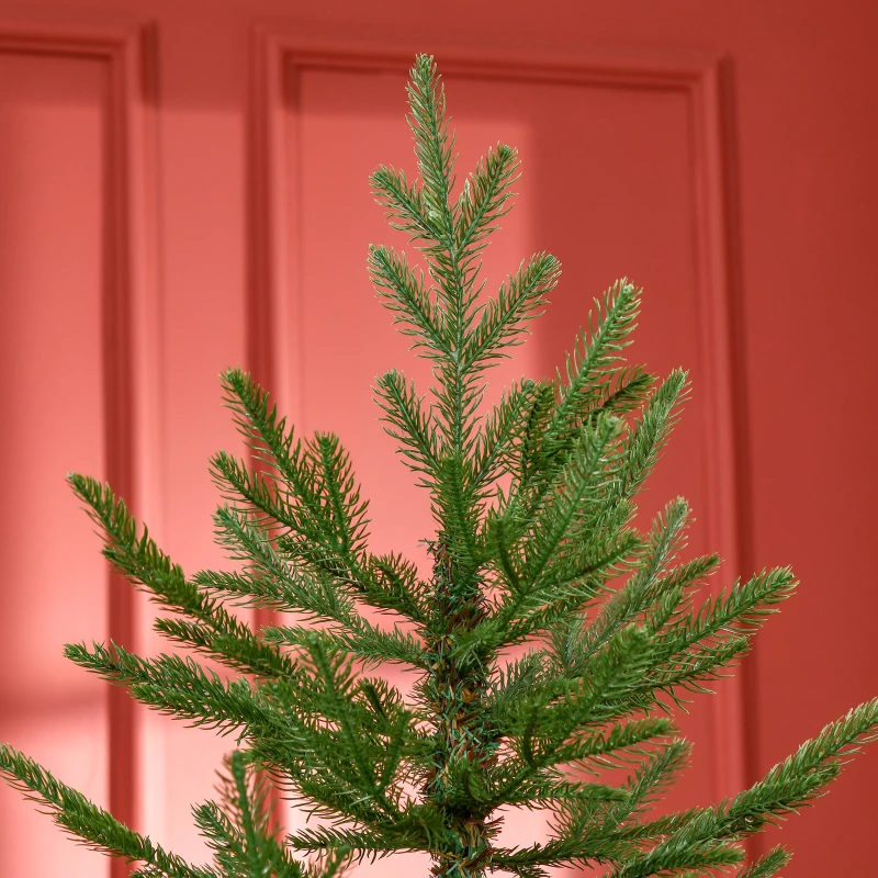 HOMCOM 6 Foot Artificial Christmas Tree, Nordic Pine Hinged Xmas Tree with 795 Realistic Branches, Wide Steel Base, Auto Open, Green