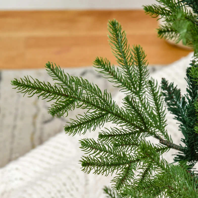 HOMCOM 6 Foot Artificial Christmas Tree, Nordic Pine Hinged Xmas Tree with 795 Realistic Branches, Wide Steel Base, Auto Open, Green