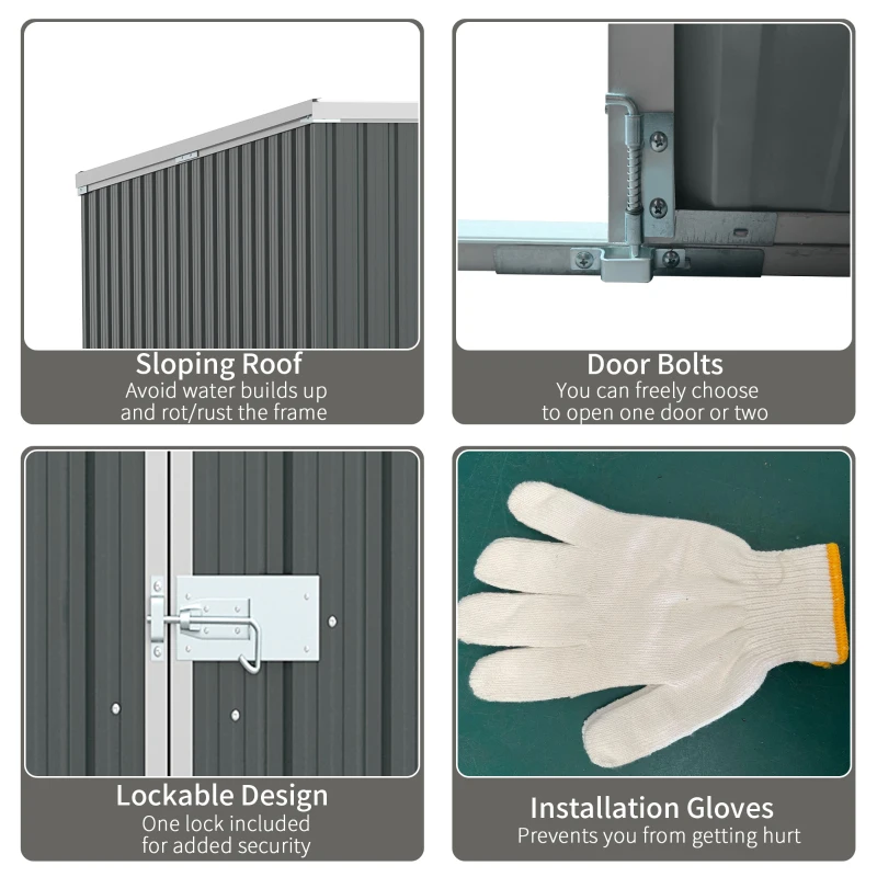 Outsunny 11' x 6' Storage Shed w/ Lockable Door, Galvanized Metal Utility Outdoor Shed for Backyard, Bike, Patio, Dark Gray