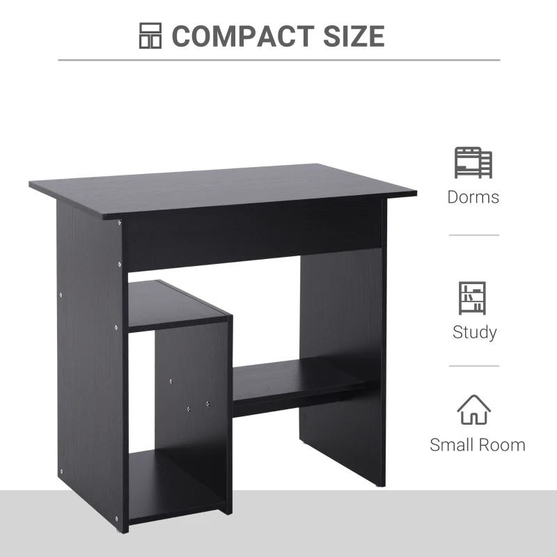 HOMCOM Compact Computer Desk with Keyboard Tray, Storage Shelf & CPU Stand for Home Office Black