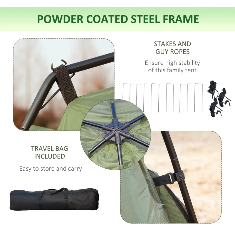 Outsunny 8-10 Person Screen House Room Instant Camping Canopy, Wind Resistant Hexagon Design Screen Shelter Family Tent, and Screened Mesh for Hiking, Hunting, Fishing, Army Green