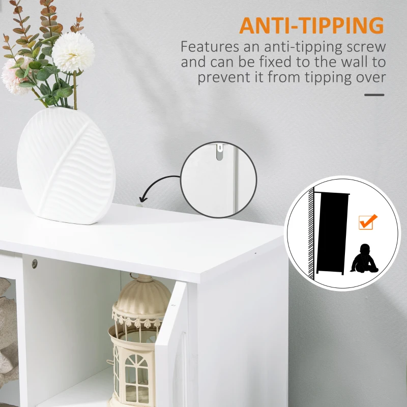 HOMCOM Bathroom Cabinet, Floor Standing Accent Cabinet with Glass Door & Storage Drawers for Living Room, White