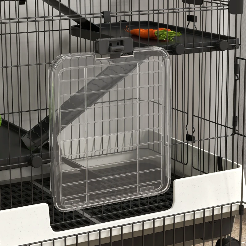 PawHut 45" 4-Level Small Animal Cage with Wheels, Black