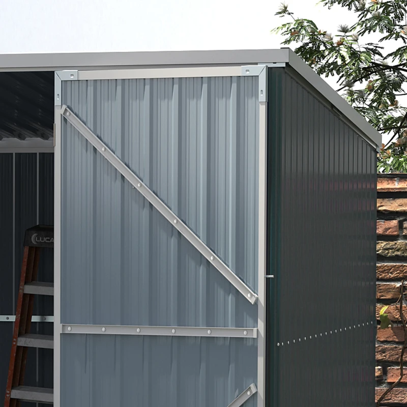 Outsunny 11' x 6' Storage Shed w/ Lockable Door, Galvanized Metal Utility Outdoor Shed for Backyard, Bike, Patio, Dark Gray