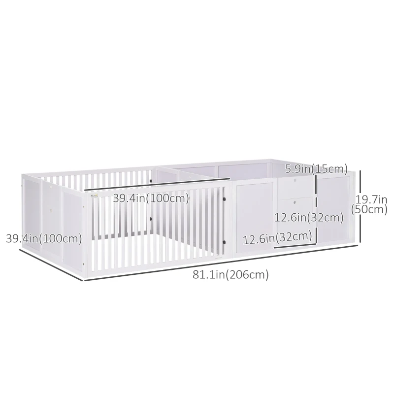 PawHut Whelping Box for Dogs, 20"H Puppy Whelping Box with Removable Doors, Dog Birth Supplies & Essentials for Indoor, 81" x 39" x 20", White