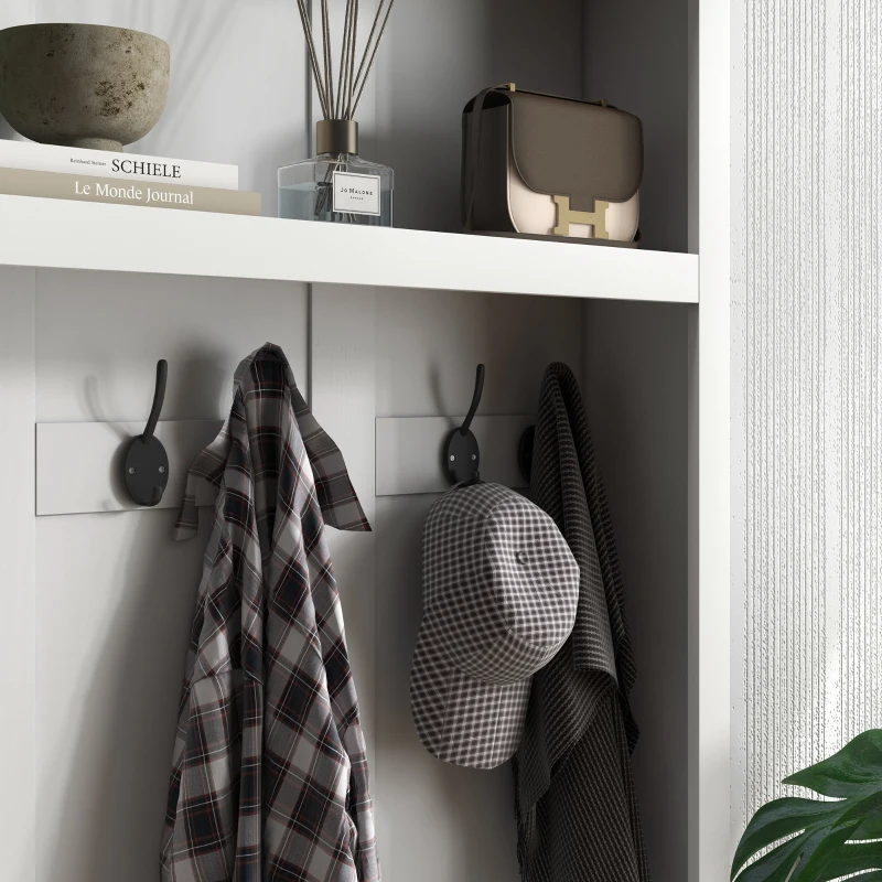HOMCOM Hall Tree, Entryway Bench with Coat Rack, White