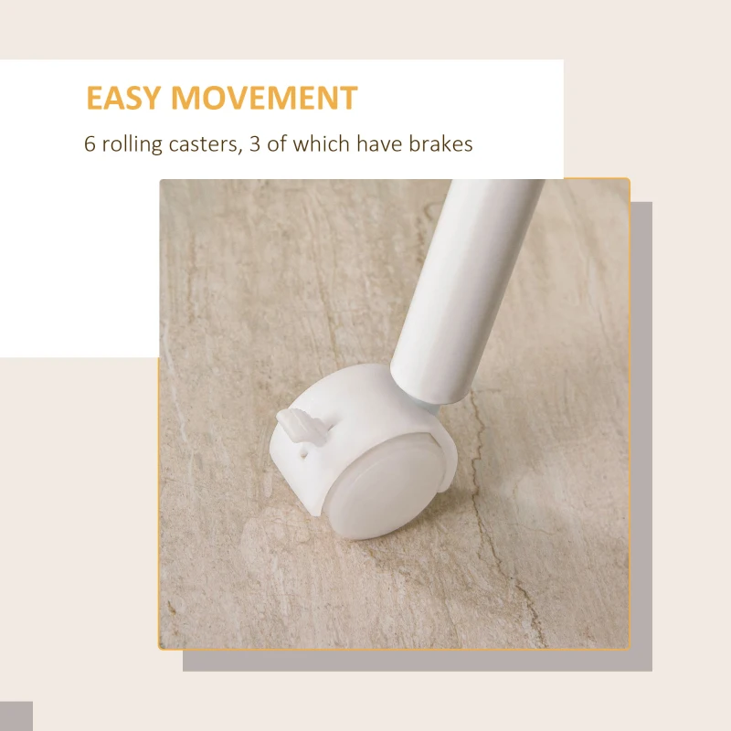 HOMCOM Foldable Computer Desk with Drawers, Executive Student Table with Storage Shelf, 6 Wheels for Bedroom Home Office Workstation, Natural