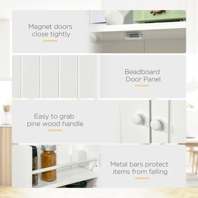 HOMCOM 41" Modern Kitchen Pantry Freestanding Storage Cabinet with Double Doors Adjustable Shelves for Living Room - White