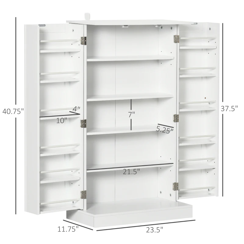 HOMCOM 41" Modern Kitchen Pantry Freestanding Storage Cabinet with Double Doors Adjustable Shelves for Living Room - White