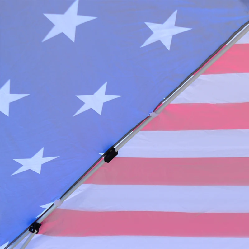 Outsunny Slant Leg Pop Up Canopy Tent with American Flag Roof and Carry Bag, Beach Canopy Instant Sun Shelter, Height Adjustable, (10'x10' Base / 8'x8' Top)