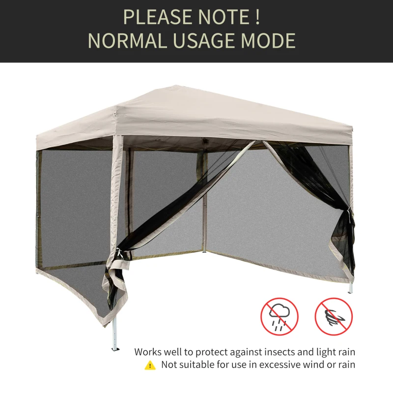 Outsunny 210D Oxford 10' x 10' Pop Up Canopy Tent with Netting, Instant Screen Room House, Tents for Parties, Height Adjustable, with Carry Bag, for Outdoor, Garden, Patio