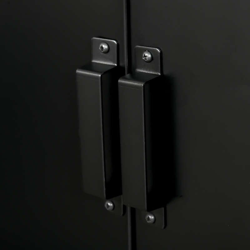 HOMCOM Metal Storage Cabinet, Industrial Sideboard Buffet Cabinet with 2 Louvered Doors, Adjustable Shelves, Black