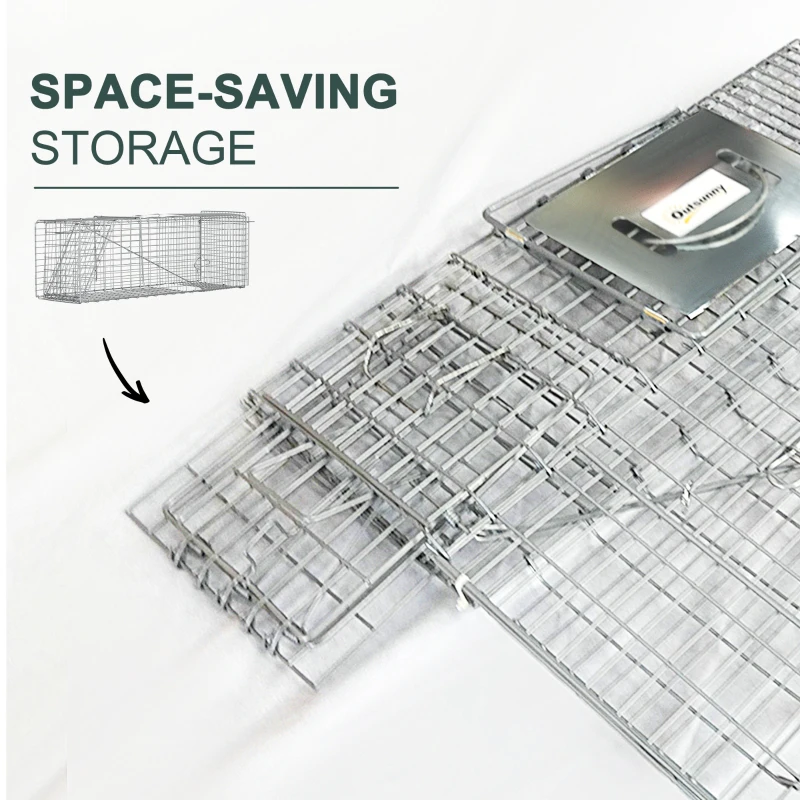 Outsunny One-Door Live Animal Trap, Animal-Friendly Humane Catch & Release Steel Cage for Rats, Mice, 36.6"  x 12.2" x 13.6"