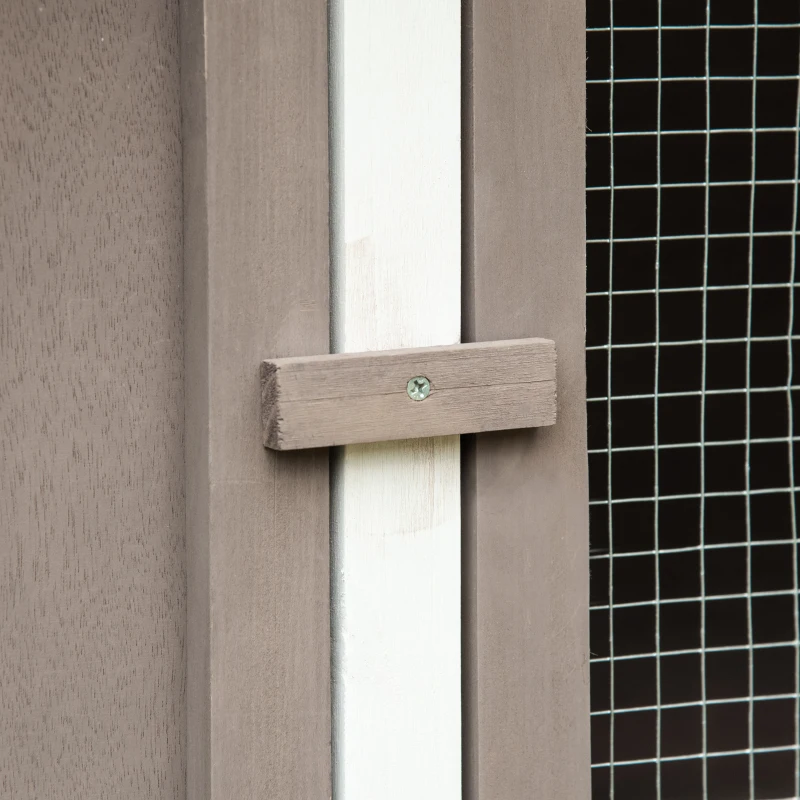 PawHut Wooden Bunny Rabbit Hutch, Small Animal Habitat with Ramp, Removable Tray & Weatherproof Roof, Indoor/Outdoor, Brown