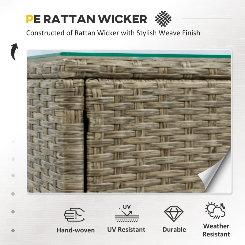 Outsunny 5 Pieces Rattan Wicker Lounge Chair Outdoor Patio Conversation Set with 2 Cushioned Chairs, 2 Ottomans and Tempered Glass Top Coffee Table, Brown/Red