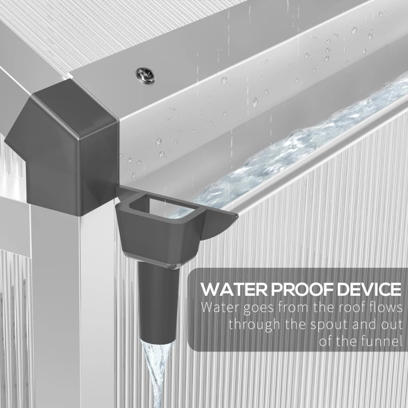 Outsunny 8' L x 6' W Walk-In Polycarbonate Greenhouse with Roof Vent for Ventilation & Rain Gutter for Winter