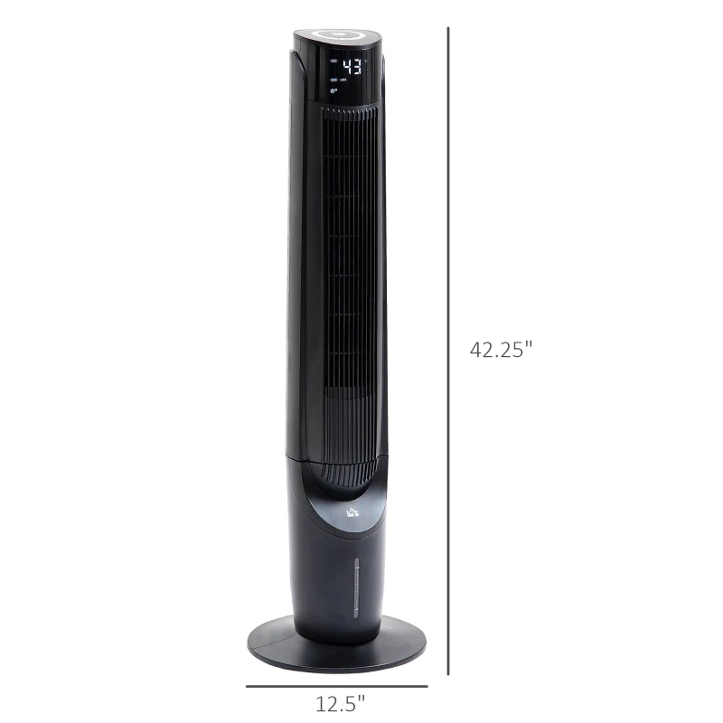 HOMCOM 42'' Evaporative Air Cooler, Ice Cooling Fan with 3 Speeds, 4 Modes, 12 Hour Timer, LED Display and Remote Control for Bedroom, Office or Living Room, Black