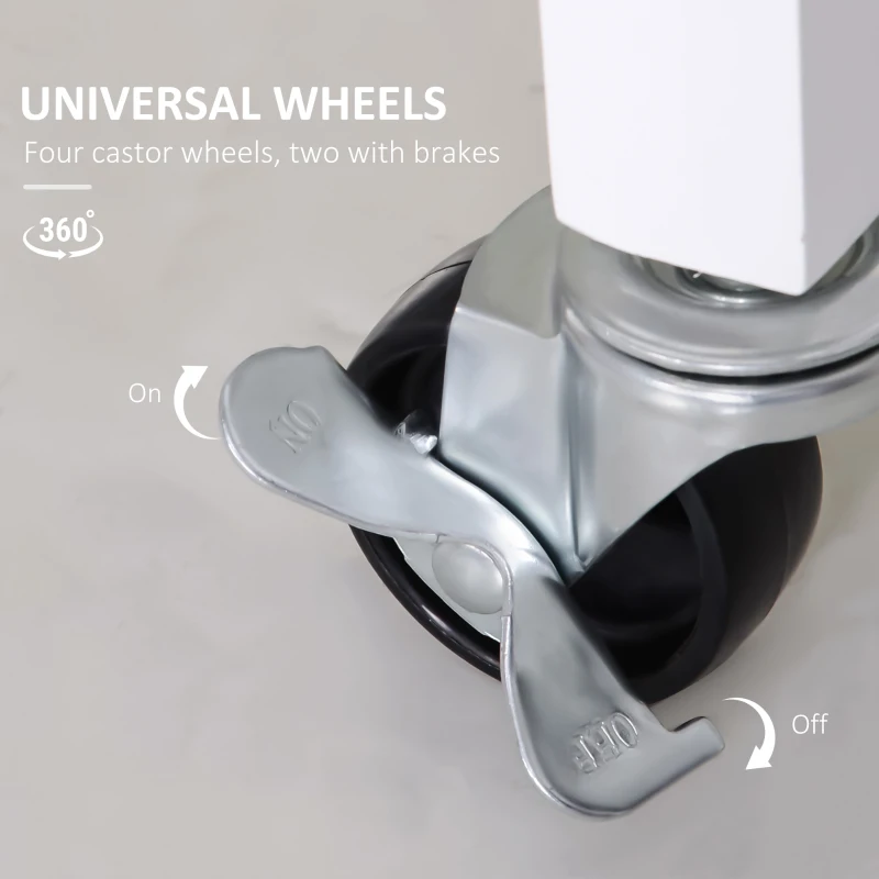 HOMCOM Rolling Kitchen Island, Bar Cart on Wheels with Large Counter, 2 Spacious Drawers and Storage Cabinets, Wine Rack, White