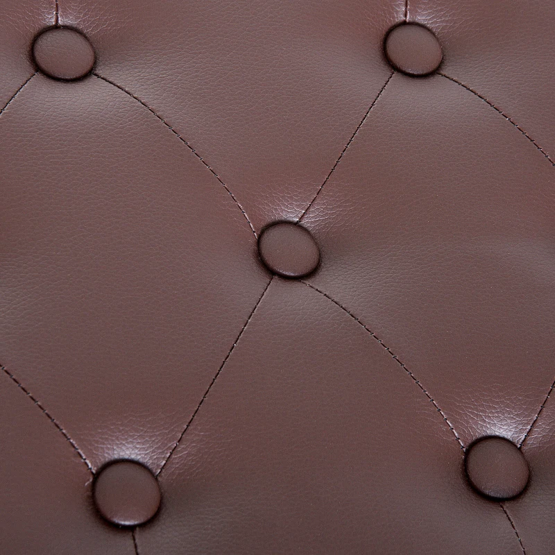 HOMCOM Piano Bench, Duet Piano Chair with Faux Leather Padded Cushion and Wooden Frame, Button Tufted Keyboard Bench, Brown