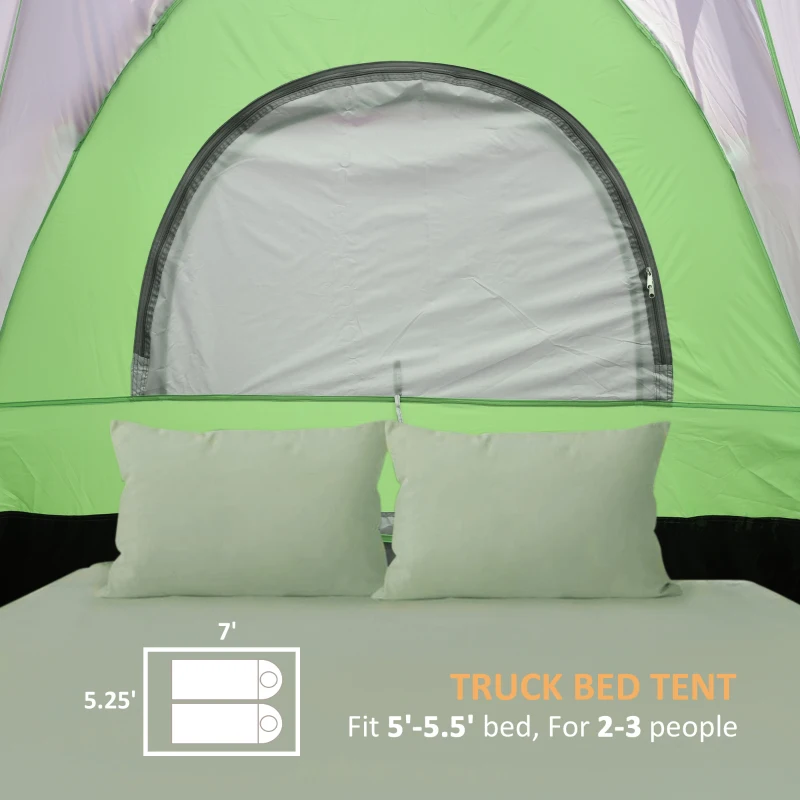 Outsunny Truck Bed Tent for 5'-5.5' Bed with Awning, Portable Pickup Truck Tent for 2-3 Persons, PU 2000mm, Green