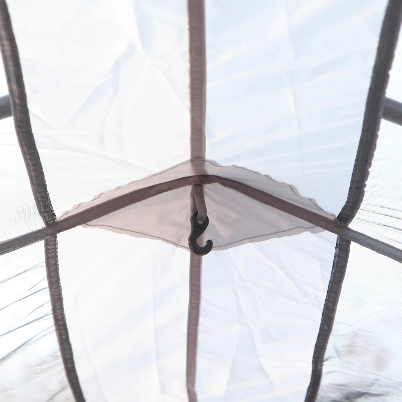 Outsunny Large Camping Tent with 10 Person Floorspace, Rain Cover & Breathable Mesh Roof, Cabin Tent 8 Person Size, Big Family Tent Camping Accessory, Gray