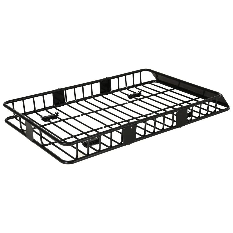HOMCOM 64"/43" x 39" Car Roof Rack, Length Adjustable Roof Basket, Universal Rooftop Cargo Carrier Basket with U-bolts, 220 lbs Capacity