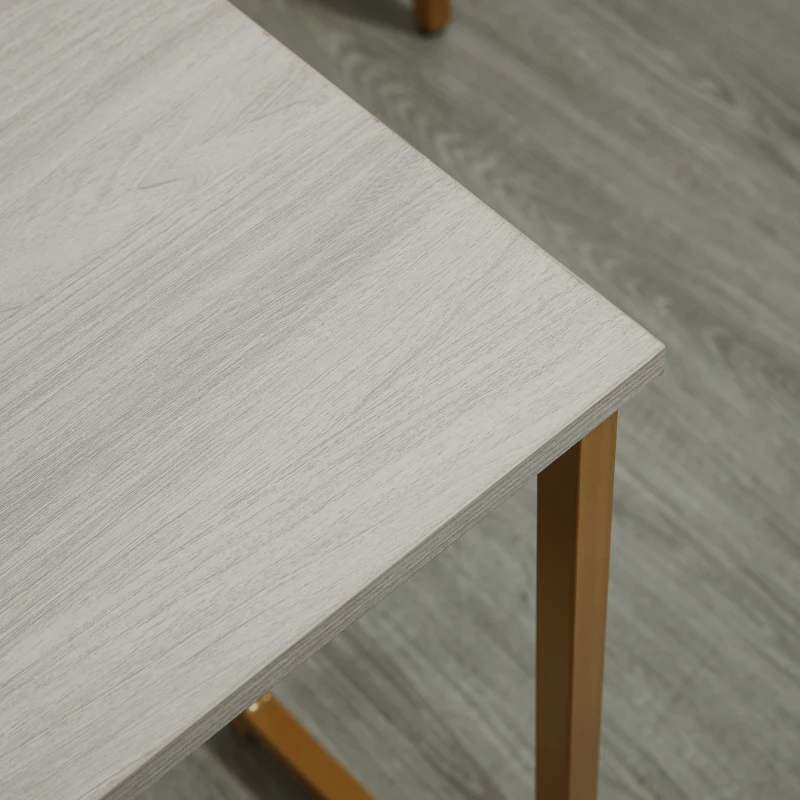 HOMCOM 3 Piece Bar Table and Chairs Set, Kitchen Table and 2 Bar Stools for Dining Room, Living Room, Small Space, Grey