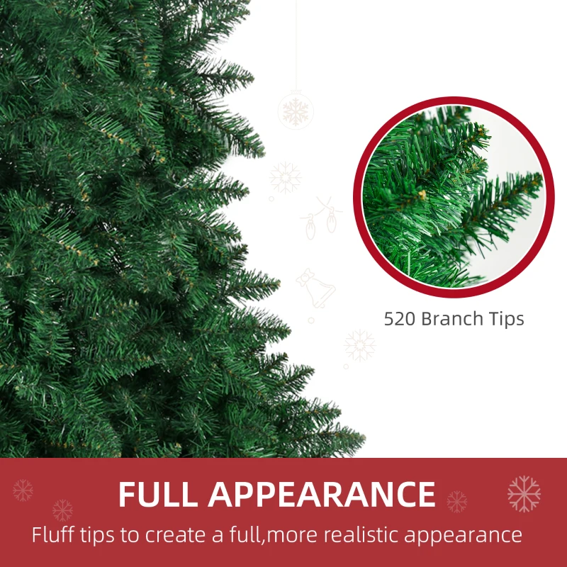 HOMCOM 7' Artificial Half Christmas Trees with Auto Open, Steel Base, for Indoor Xmas Décor