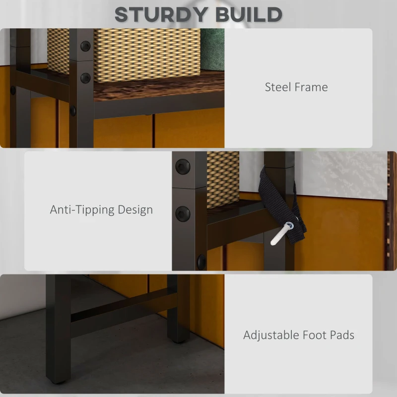 kleankin Over The Toilet Cabinet, Industrial Bathroom Above Toilet Storage with Double Door Cupboard and Adjustable Shelf, Brown