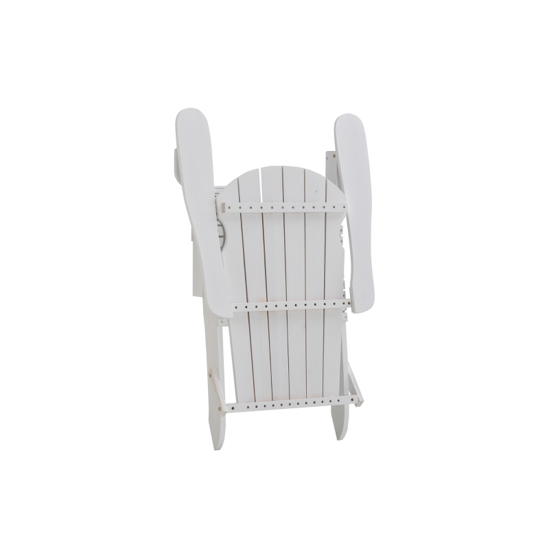 Outsunny 3-Piece Folding Adirondack Chair with Ottoman and Side Table, Outdoor Wooden Fire Pit Chairs w/ High-back, Wide Armrests for Patio, Backyard, Garden, Lawn Furniture, White