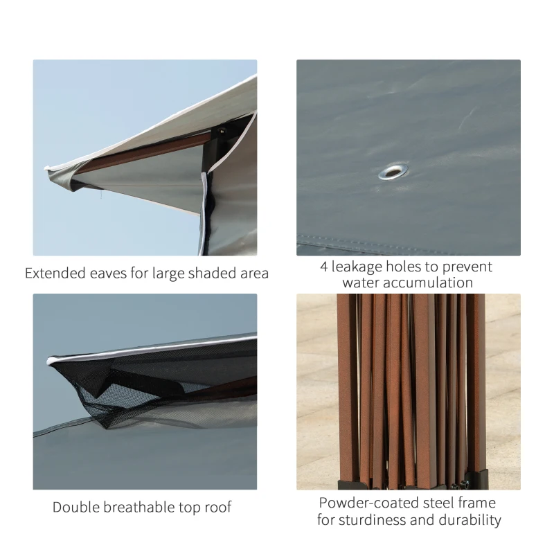 Outsunny 11' x 11' Pop Up Canopy, Outdoor Patio Gazebo Shelter with Removable Zipper Netting, Instant Event Tent w/ 114 Square Feet of Shade and Carry Bag for Backyard, Garden, Dark Gray