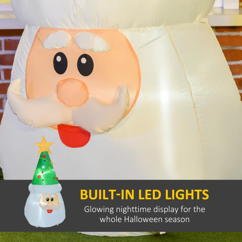 HOMCOM 6' Christmas Inflatables Outdoor Decorations Santa Claus Wearing Hat, Blow-Up LED Yard Christmas Decor, Waterproof