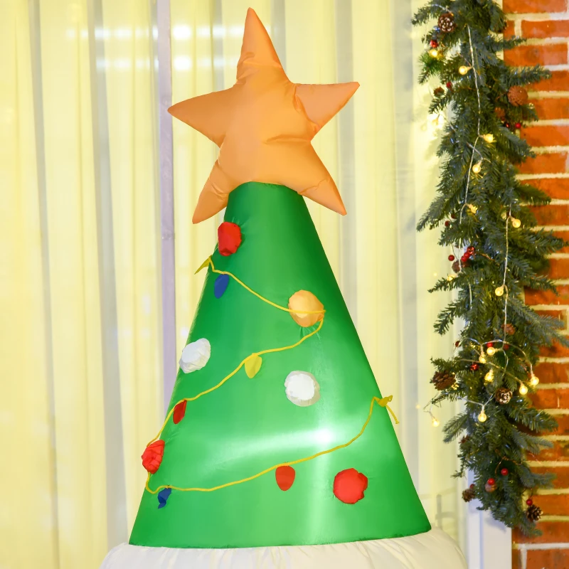 HOMCOM 6' Christmas Inflatables Outdoor Decorations Santa Claus Wearing Hat, Blow-Up LED Yard Christmas Decor, Waterproof