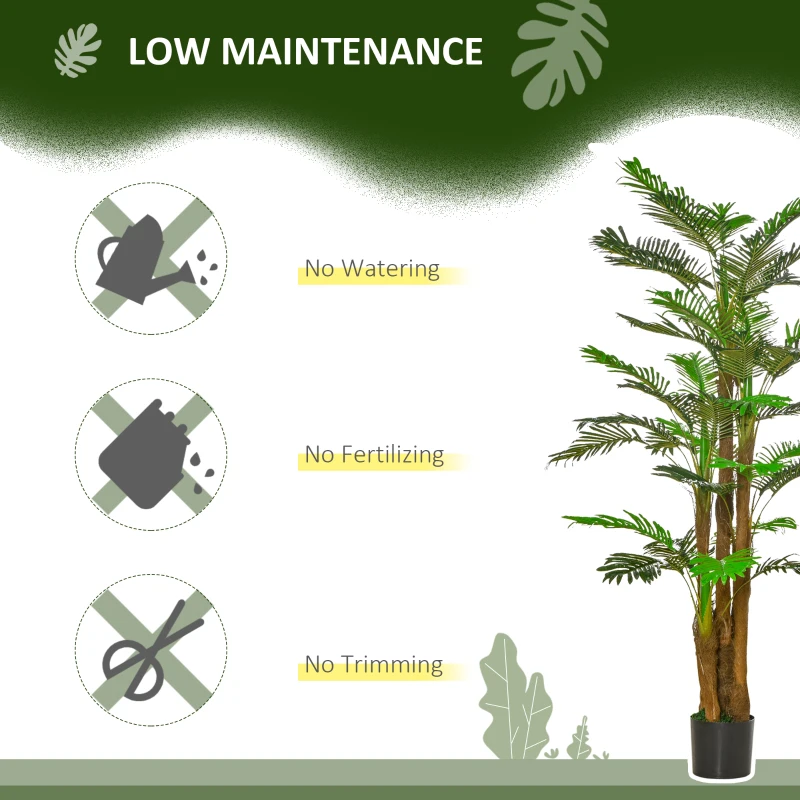 HOMCOM 6FT Artificial Tropical Palm Tree, Faux Decorative Plant in Nursery Pot for Indoor or Outdoor Décor