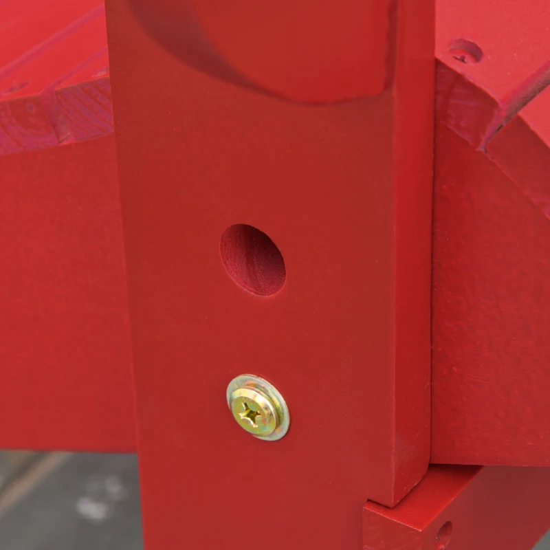 Outsunny 3-Piece Folding Adirondack Chair with Ottoman and Side Table, Outdoor Wooden Fire Pit Chairs w/ High-back, Wide Armrests for Patio, Backyard, Garden, Lawn Furniture, Red