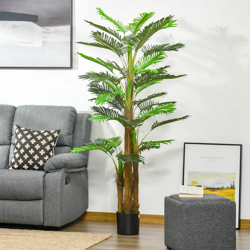 HOMCOM 6FT Artificial Tropical Palm Tree, Faux Decorative Plant in Nursery Pot for Indoor or Outdoor Décor