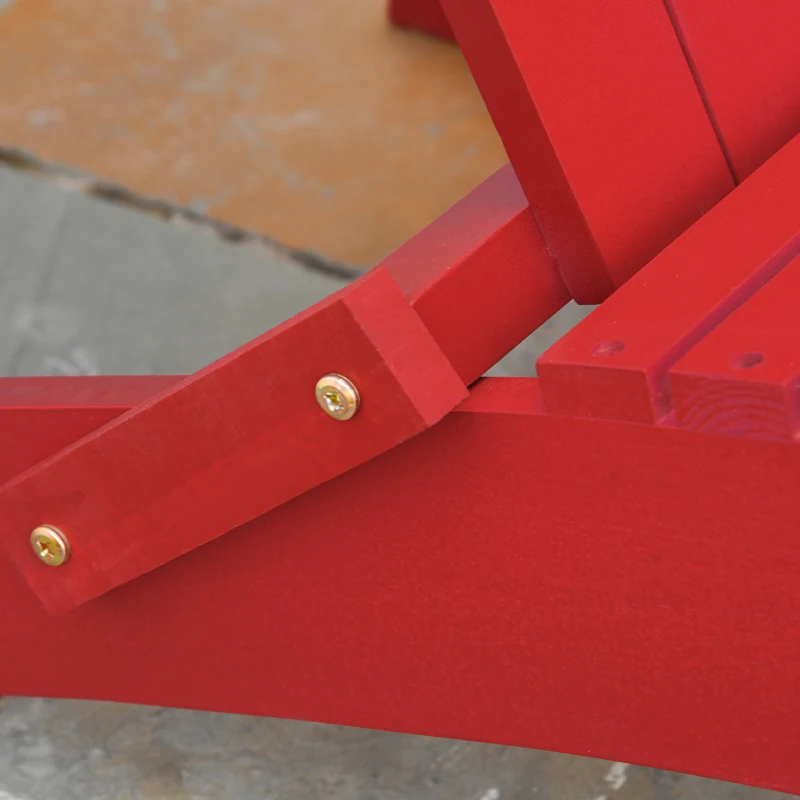 Outsunny 3-Piece Folding Adirondack Chair with Ottoman and Side Table, Outdoor Wooden Fire Pit Chairs w/ High-back, Wide Armrests for Patio, Backyard, Garden, Lawn Furniture, Red