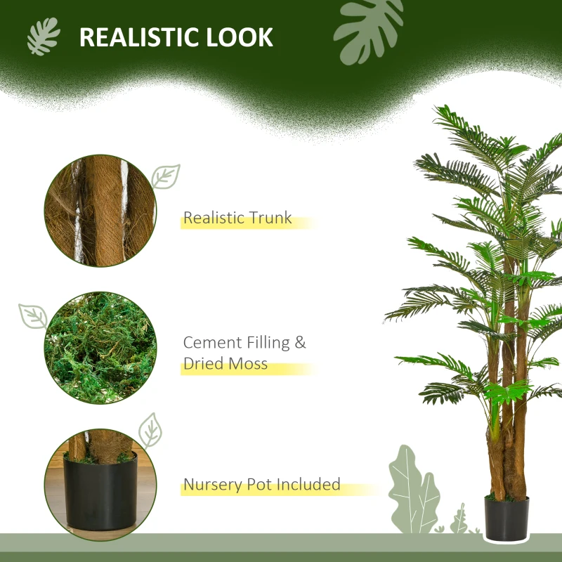 HOMCOM 6FT Artificial Tropical Palm Tree, Faux Decorative Plant in Nursery Pot for Indoor or Outdoor Décor