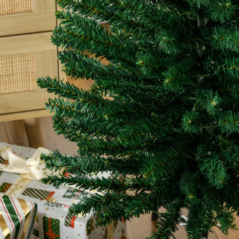 HOMCOM 7' Artificial Pencil Christmas Trees Holiday Decoration with Colorful LED Lights, Steel Base, Skinny Shape
