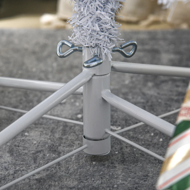 HOMCOM 7.5' Prelit Artificial White Christmas Trees Home Decor, with Warm White LED Lights, Auto Open, Steel Base