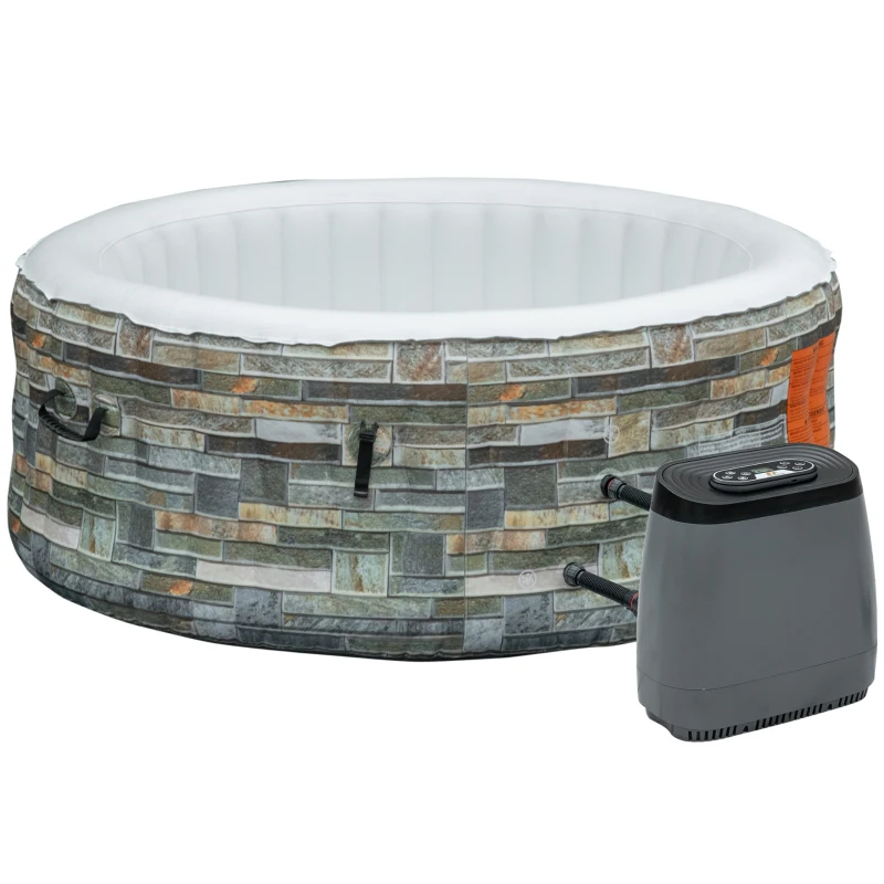 Outsunny 2-3 Person Inflatable Portable Hot Tub Outdoor Round Heated Spa with 108 Jets, Cover, Filter Cartridges, Multicolored