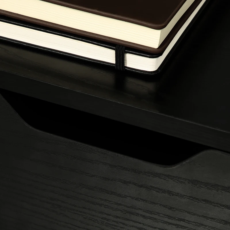 HOMCOM Vertical Filing Cabinet, 3 Drawer Mobile File Cabinet, Under Desk Office Storage Cabinet with Wheels, Black Wood Grain