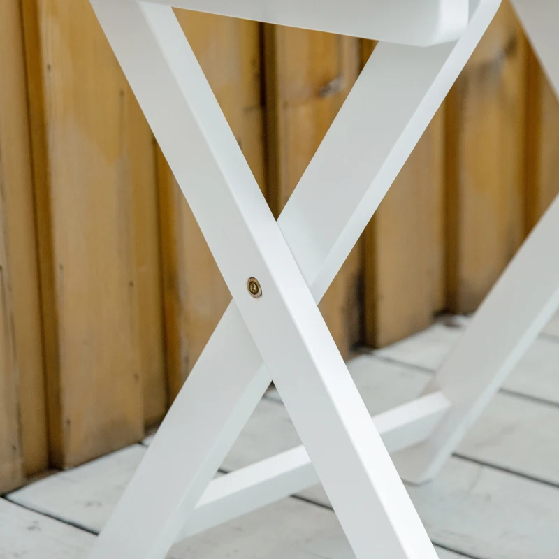 Outsunny Patio Wooden Rocking Chair with Table, Outdoor Rocker Set with High Back Armchair and Foldable Side Table for Backyard, Garden, Porch, White